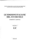 Copertina  Le edizioni italiane del 16. secolo : censimento nazionale